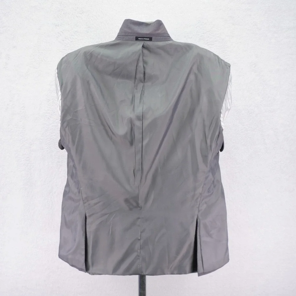 DAMAGED Pronto Uomo Polyester Wool Suit Jacket‎ Gray 44R Tagged 46R  2 Button